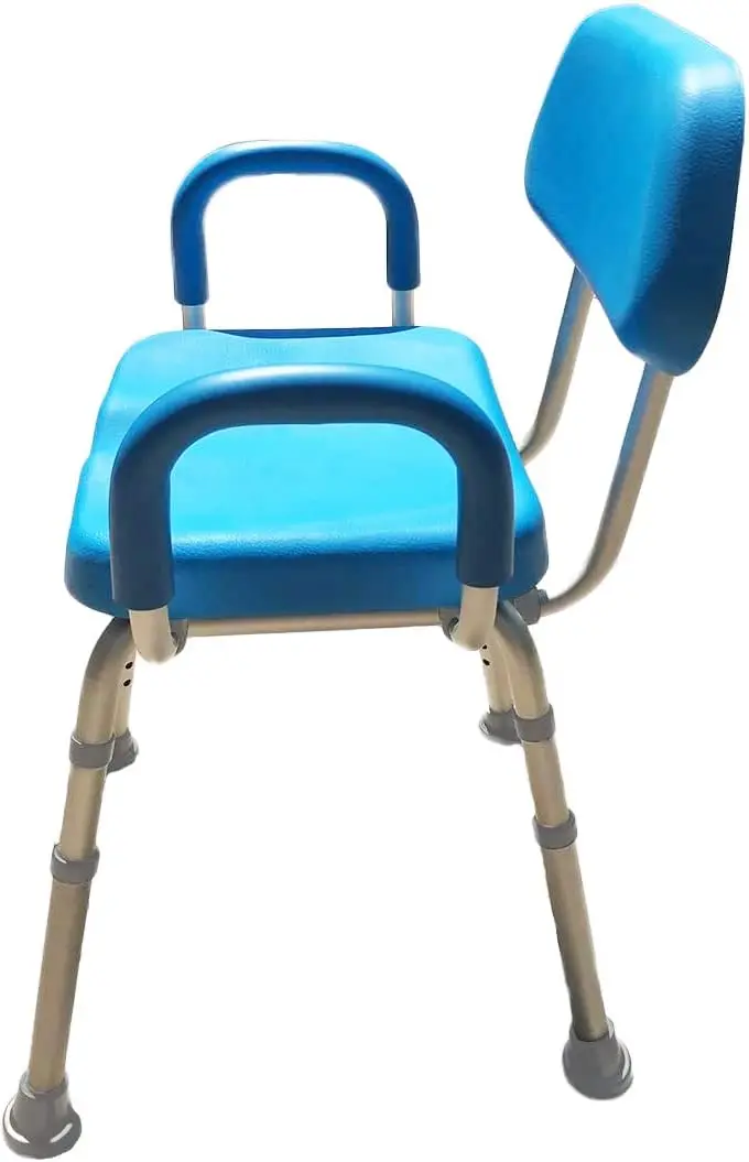 Silla de ducha y baño acolchada con reposabrazos y respaldo, para seguridad de personas mayores y personas mayores, altura ajustable, calidad institucional, B