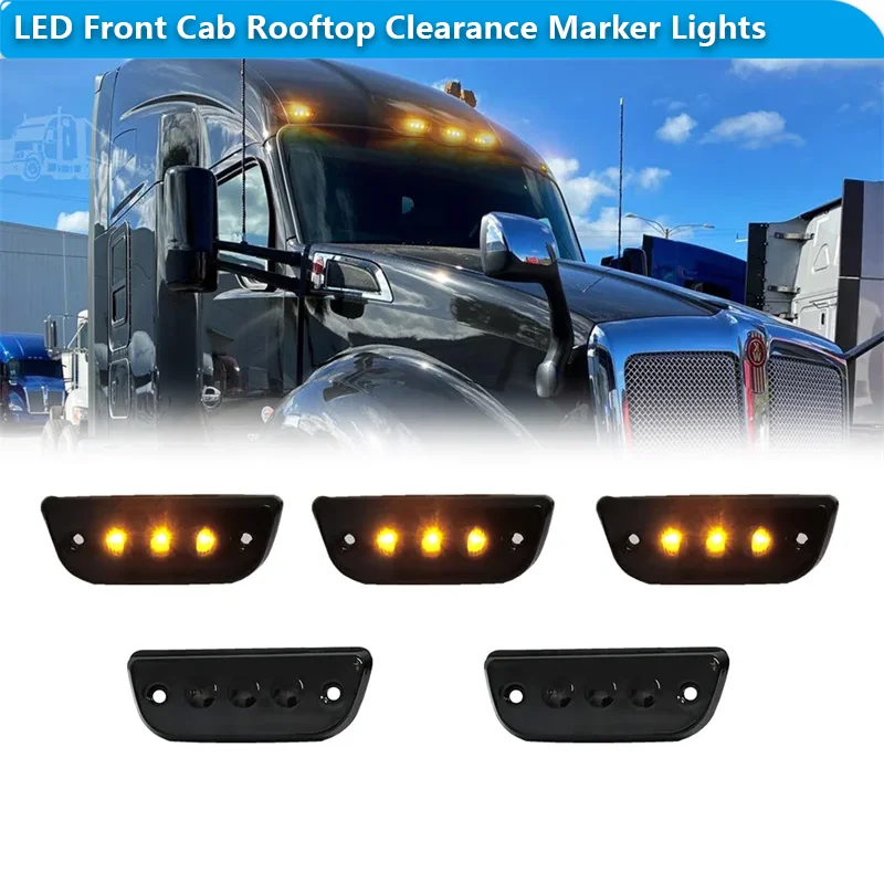 Para Kenworth T680 T770 T880 Peterbilt 579 2015-2020 coche ámbar LED cabina delantera techo luces marcadoras de liquidación luces de señal 5 uds