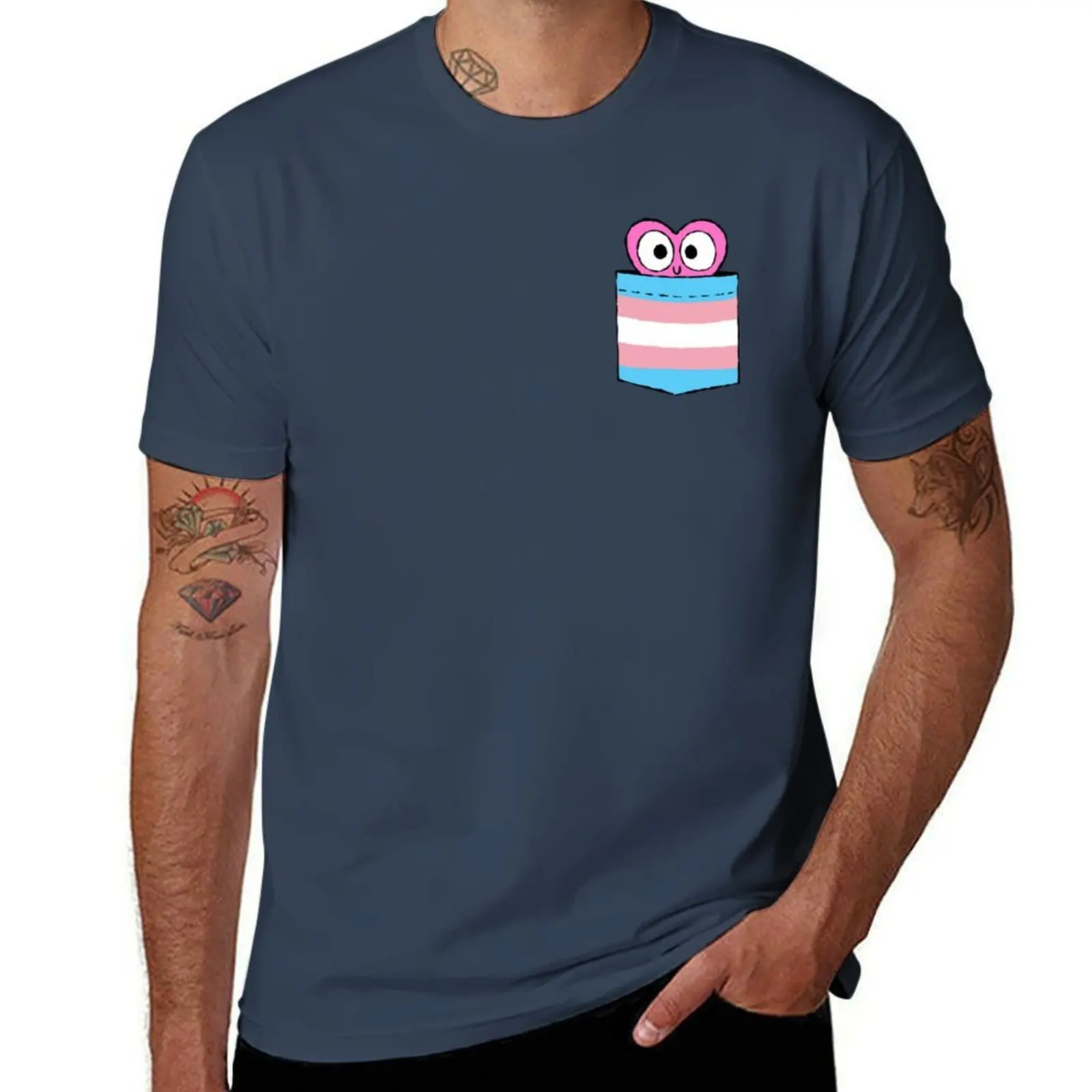 

In a Heartbeat - Trans Flag Pocket T-Shirt man t shirt cotton high quality printed t shirts for man T-Shirt