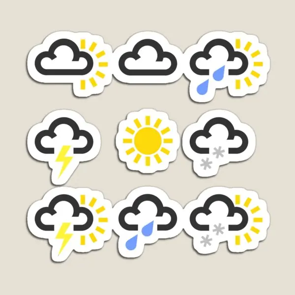 Weather Forecast Symbols Design  Magnet Kids Holder  Home for Fridge Organizer Decor Baby Children Colorful Magnetic
