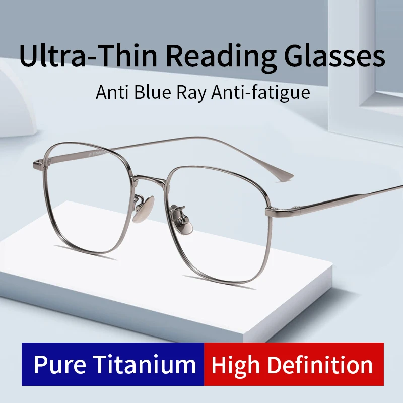 

Ultra-Thin Pure Titanium Reading Glasses for Men Superior Extremely Light, Ultralight Titanium Alloy Eyeglasses Frame