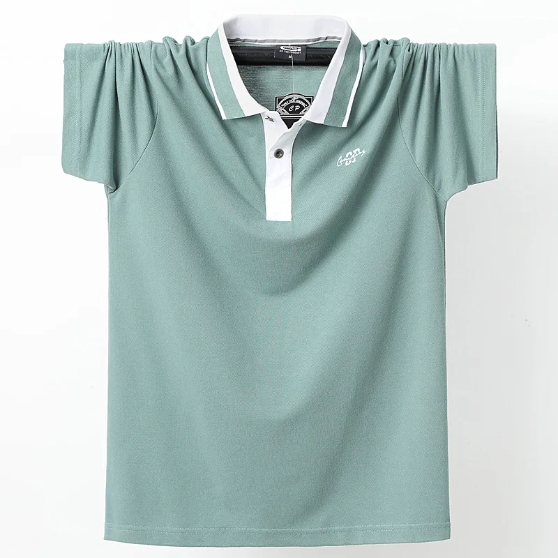 Polo de algodón puro británico de media manga para hombre, camiseta informal de negocios fina de verano, talla grande 4XL 5XL 6XL