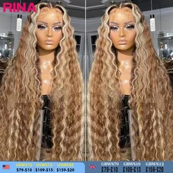30 32 Inch Honey Blonde Color 13x4 Lace Front Wig Deep Wave Lace Front Wig For Women Pre plucked 4x4 Lace Closure Human Hair Wig