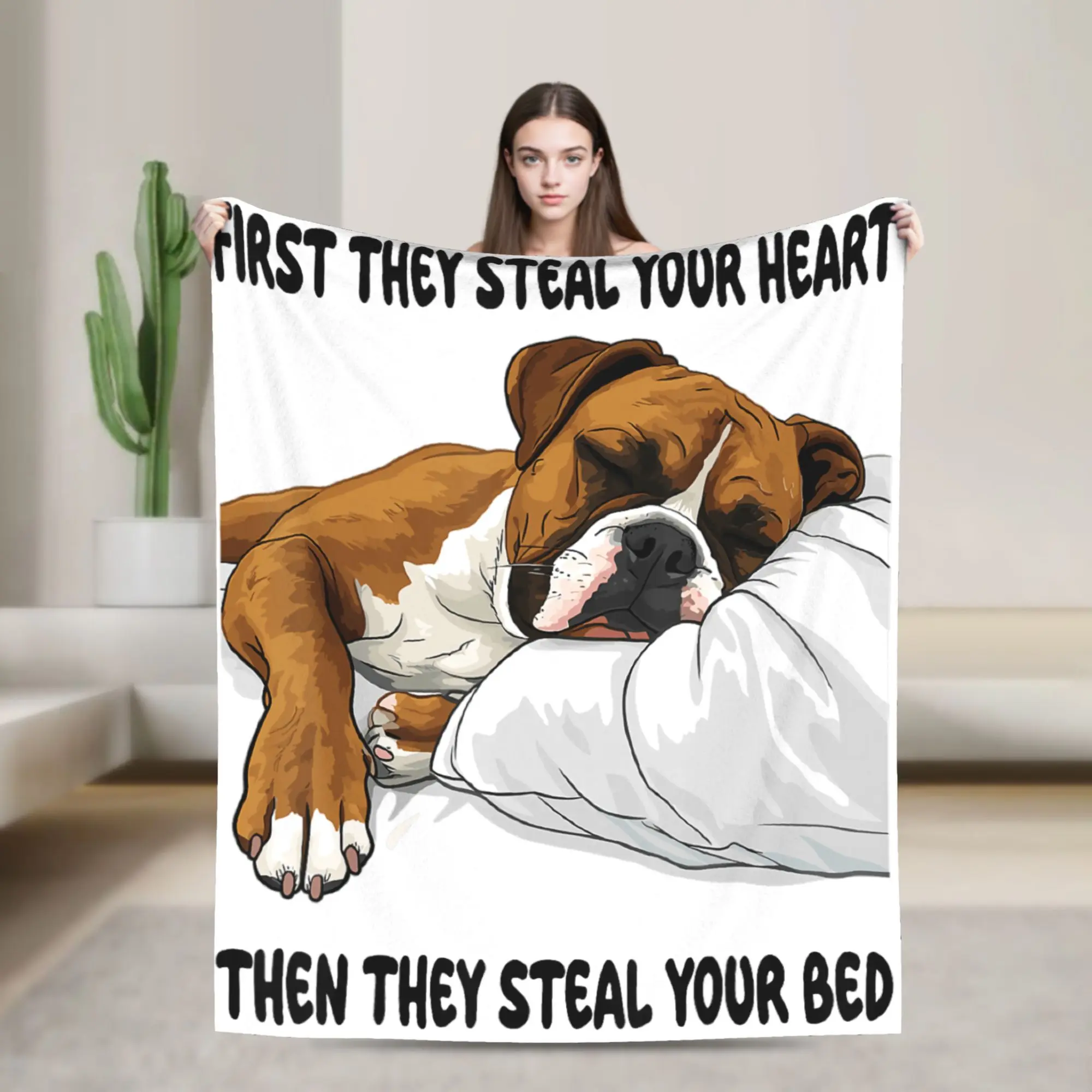 Boxer Sleeping Pajamas Nightgown Flannel Blanket Adults  Soft Throw Blanket Winter Living Room Bedspread Sofa Bed Cover