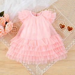 Baby's Summer Solid Color Dress Mesh Princess Dress Sweet Cute Exquisite Child Accessories