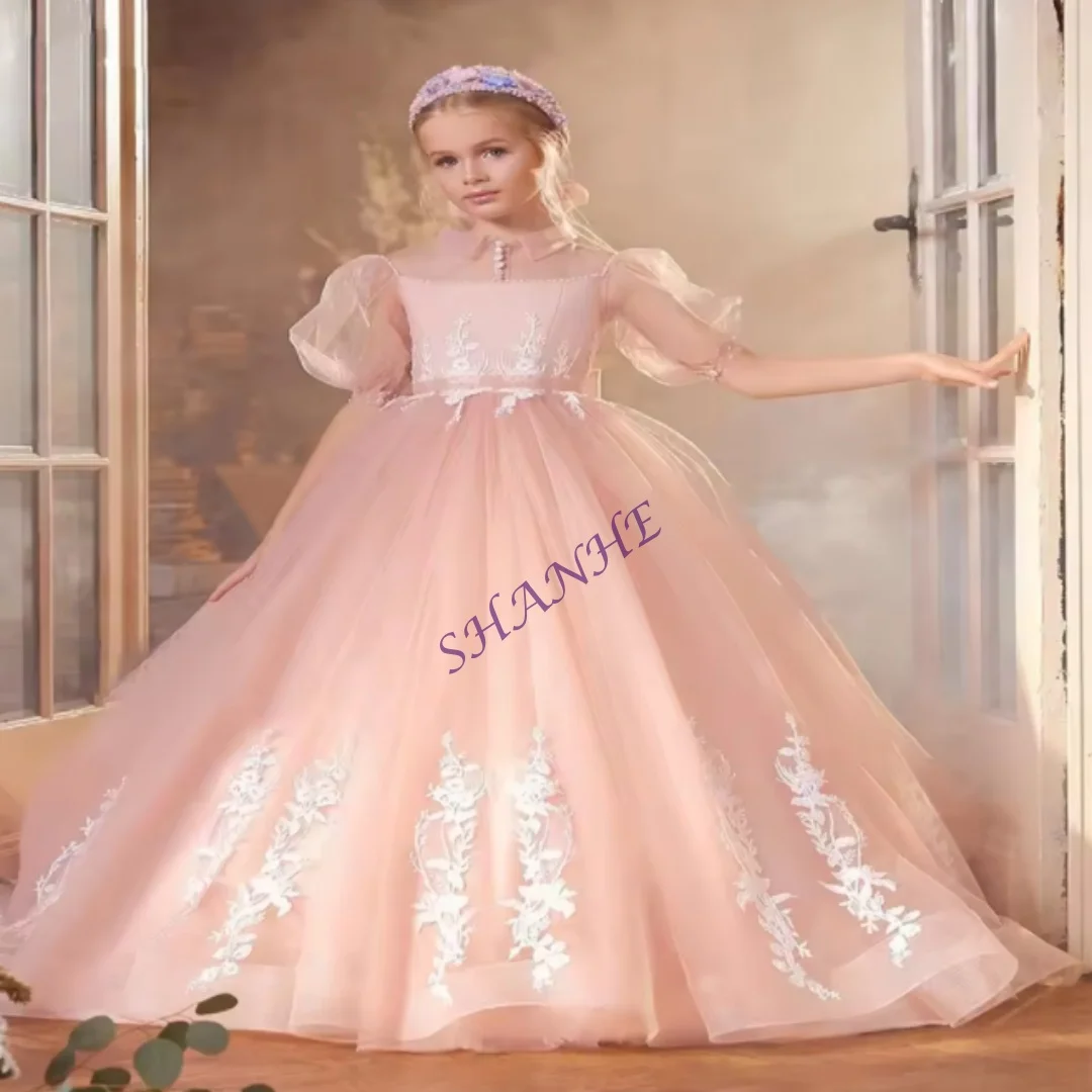 

Лавандовые платья с цветочным узором для девочек на свадьбу, 3D цветочная аппликация длиной до колена, детское платье для первого причастия, дня рождения, по индивидуальному заказу