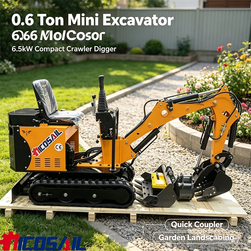 Customized 0.8 Ton Mini Excavator Multifunctional Compact Crawler Digger for Farm Garden Landscaping and Construction