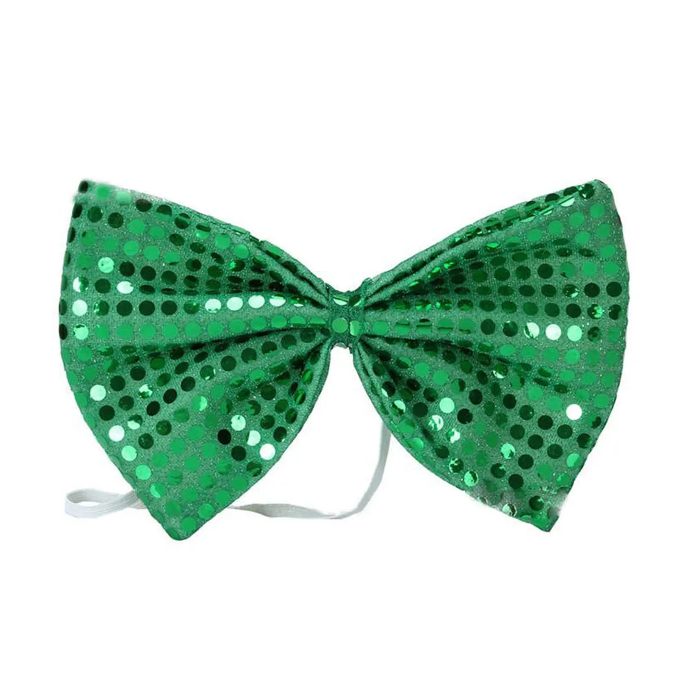 

2Pcs St Patrick Day Bowtie Sequin Clover Festival Party Bow Tie Shamrock Wedding Necktie Photo Props Festival Bow Tie