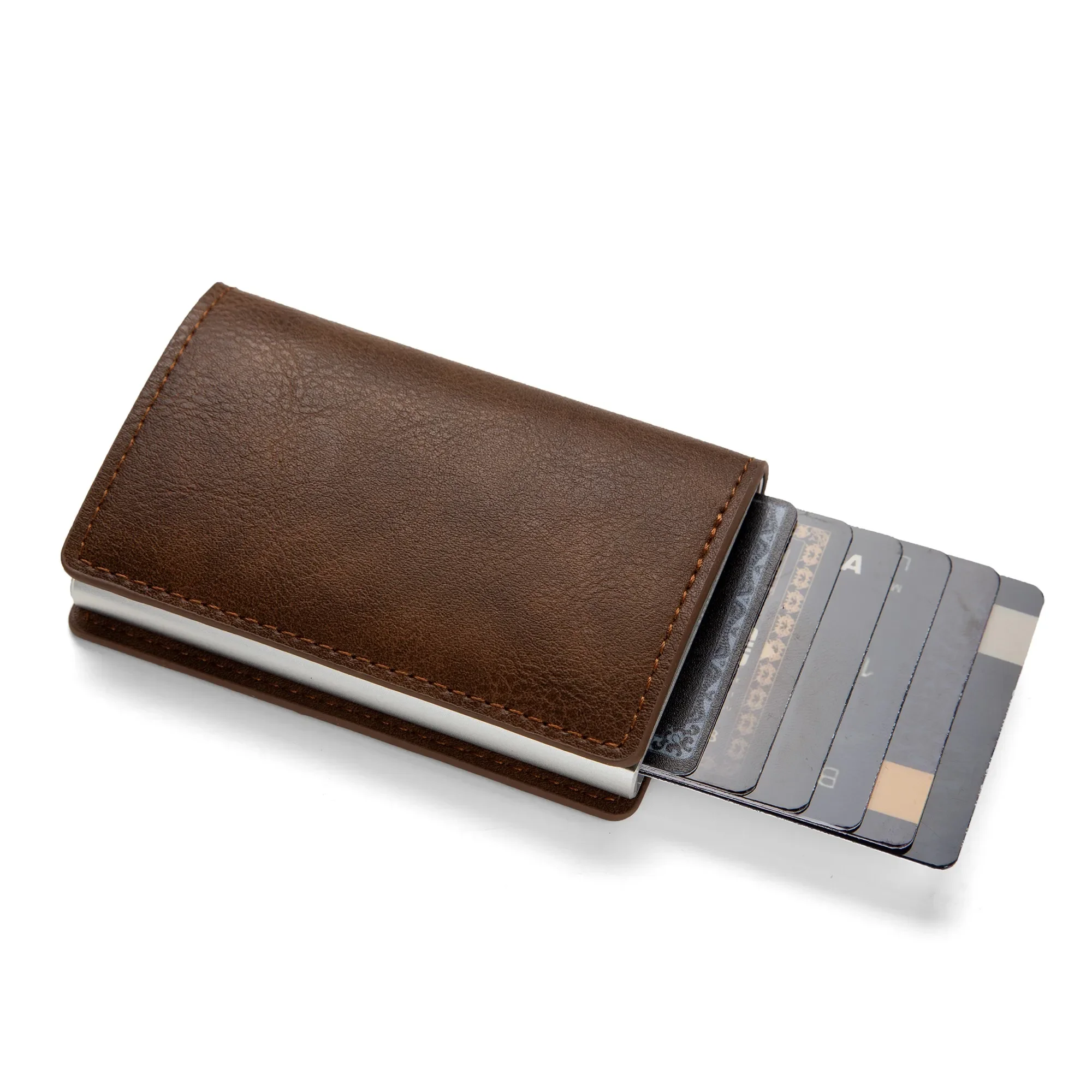Diebstahlsichere RFID-Kreditkartenhülle, minimalistische Geldbörse, schlanke Kartenhülle, Kartenetui aus PU-Leder für Damen und Herren, Organizer. – Detail 8