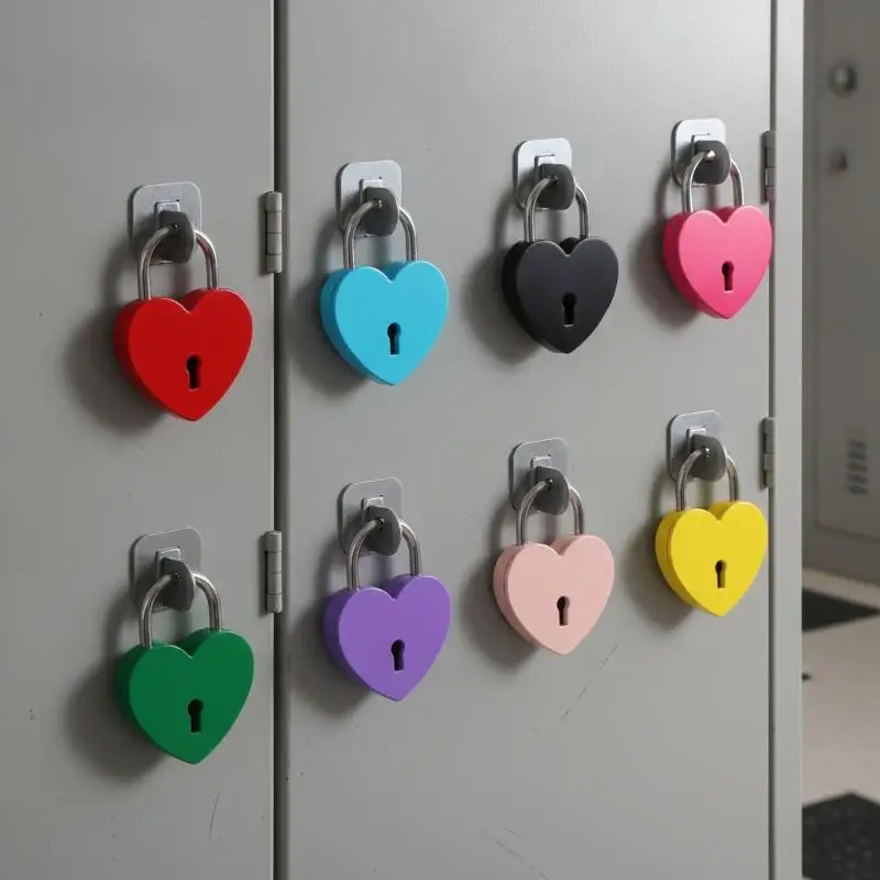 Metal Heart Shaped Padlock Romantic Love Lock with Matching Keys 45*59*8mm for Luggage Suitcase Travel Use