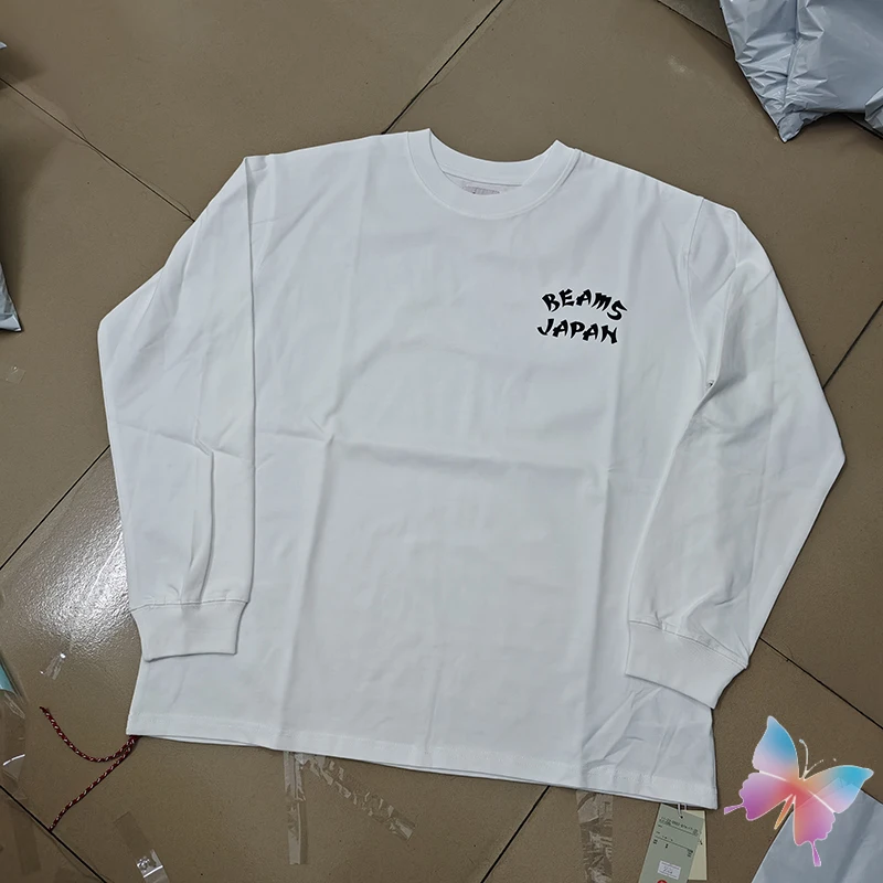 Real Photo Dog Sculpture Long Sleeve Sweatshirt Beams Tshirts Breathable Cotton Japan Tokyo Streetwear Weaving Red Rope Tops