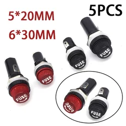 5PCS fuse black insurance tube seat 5*20 fuse seat 6X30 high temperature resistant electric wood electric insurance seat fuse