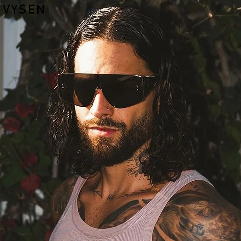 

Oversized Square Vintage Sunglasses Men Women Big Frame 2025 Luxury Brand Classic One-Piece Shades Trend Mask Outdoor Eyewear