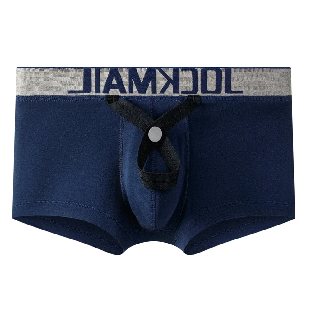 JOCKMAIL Sexy Men Underwear Men Boxers with Penis Rings ,Calzoncillos Cuecas Gay Underwear Penis Sleeve Trainer Men Cock Rings