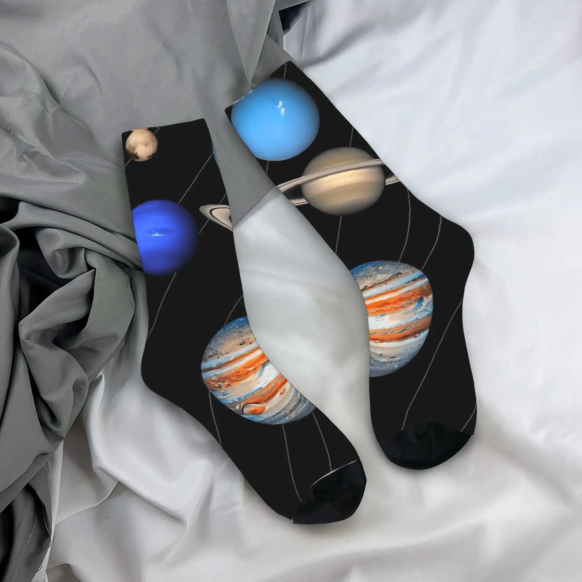 

Our Solar System Stockings Graphic Retro Socks Winter Anti Slip Socks Men Cycling Soft Socks