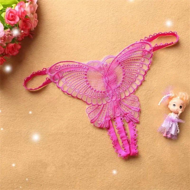 

Прозрачные Т-образные трусики с вышивкой бабочки, трусики с низкой талией и открытой промежностью, соблазнительные стринги BowLace