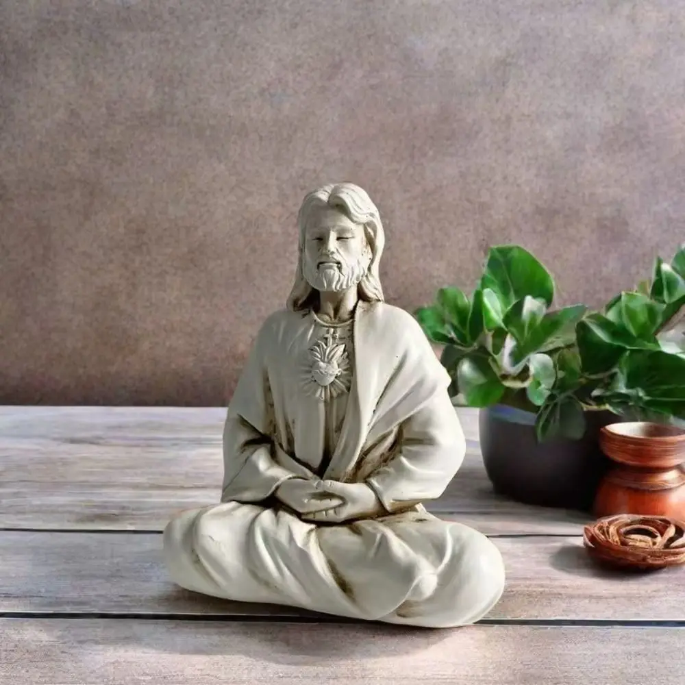 

Character Decoration Resin Christian Holy Statue Modern Unique Meditations Sculpture Handicraft Miniatures Figurine Entrance