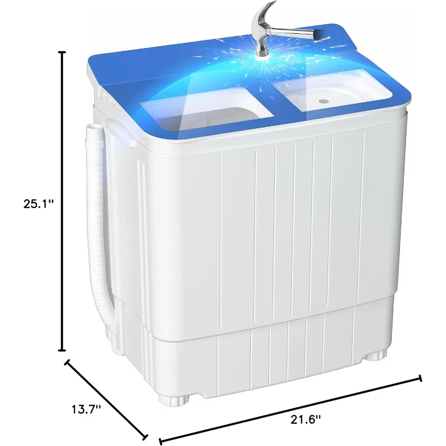 컴팩트 휴대용 트윈 튜브 미니 세탁기 17.6 파운드 용량과 담그기 기능 반자동 세탁기 및 건조기