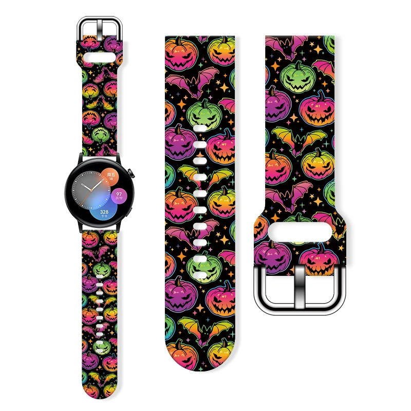 

Halloween 20mm Printed Strap for Samsung Galaxy Watch 6/5/4 40mm 44mm 4Classic 42mm 46mm Sport Band 22mm for 5Pro 45mm Watchband