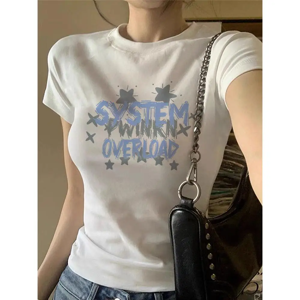 T-shirt in Puro Cotone Slim Fit da Donna, Nuovo Top Estivo con Spalle Scoperte, Versione Coreana Versatile che Nasconde le Imperfezioni...