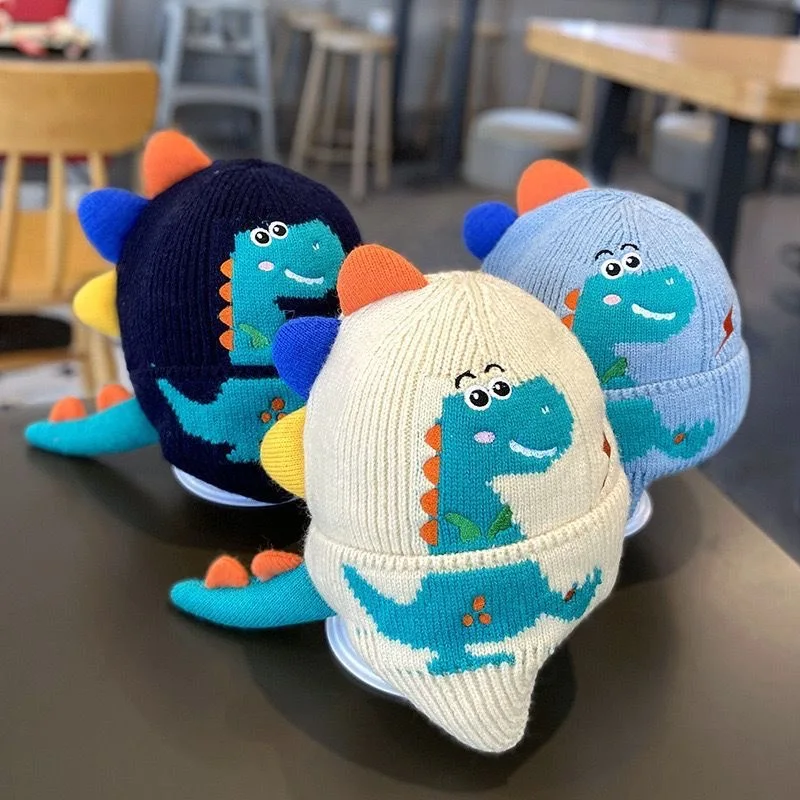 Gorro para bebés, niños y niñas, fotografía de dinosaurio recién nacido, accesorios para niños, gorro tejido, gorros cálidos para Otoño e Invierno