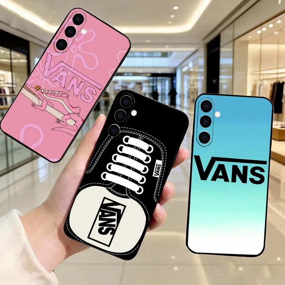 Capa de Telefone V-vans LOOG em Silicone Preto Macio para Samsung Galaxy A73, A72, A71, A70, A53, A52, A51