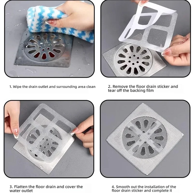 Disposable Hair Drain Stickers,Shower Floor Drain Sticker,Mesh Cover Sewer Filter Screen for Bathroom,Laundry,Sink,Tub,Kitchen