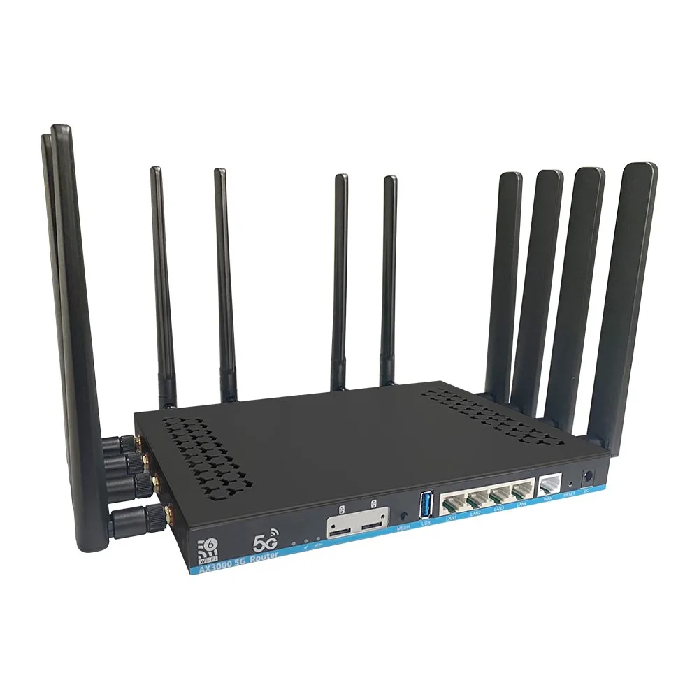 듀얼 SIM 카드 5G 라우터, 2 * SIM Wifi6 3000Mbps Openwrt DDR4 1GB 4 LAN USB3.0 RM520N-GL 모뎀 MU-MIMO 4T4R 안테나 와이파이 부스터