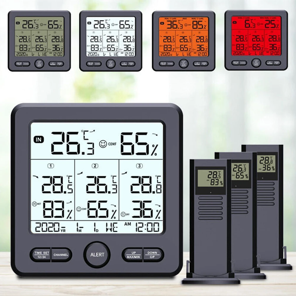 

Беспроводная метеостанция, цифровой датчик температуры и влажности для дома и улицы, с дистанционным управлением от 3 батареек и питанием от USB