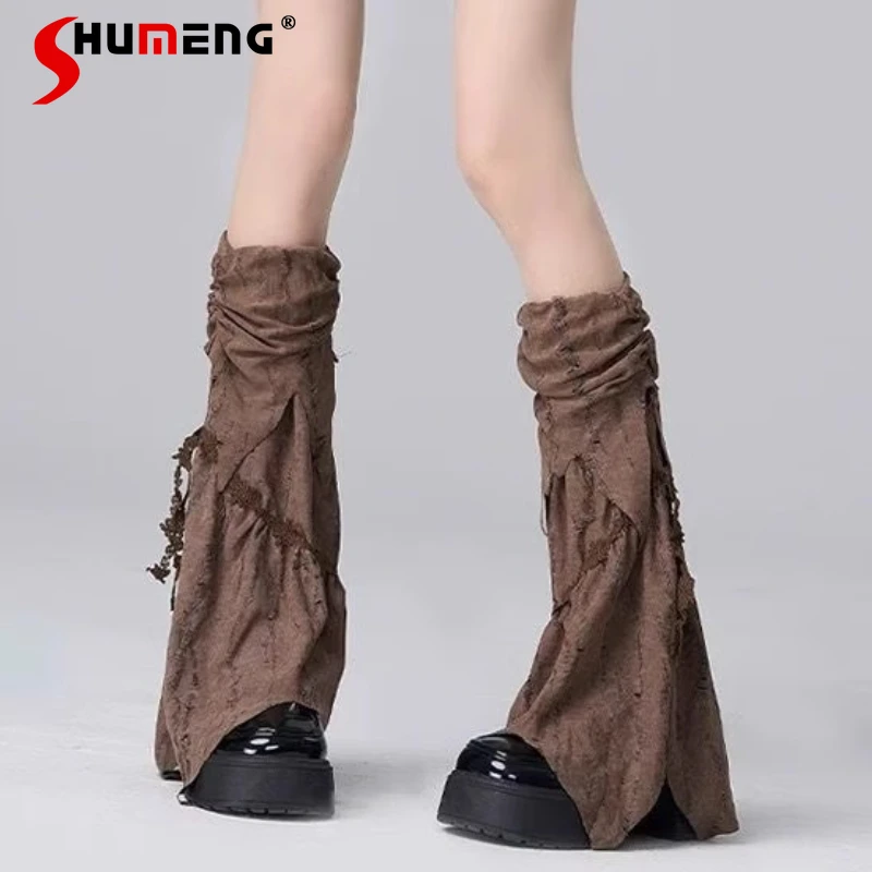 

Японская субкультура, крутой дизайн, сломанные ретро-горячие гетры для девочек, Y2K, утягивающие асимметричные носки, аксессуары для одежды с рукавами до колена