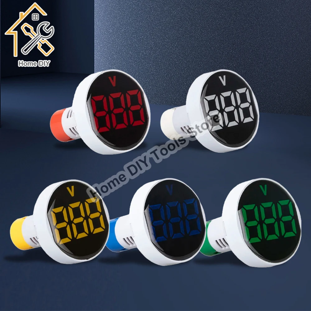 49MM Circular LED Digital Voltmeter AC 60-500V Voltage Meter Indicator Auto Car Mobile Power Voltage Tester Detector