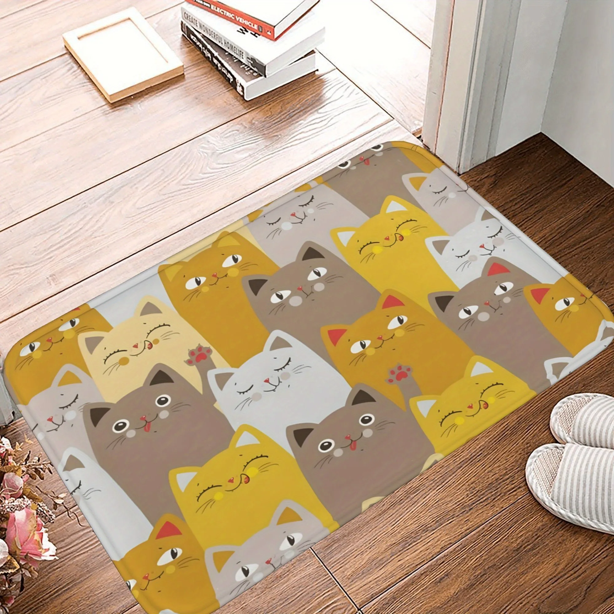 

1PC Cats Pattern Kitchen Rug Non-Slip Door Mat Pop design Bathroom Rug Bath Mat Carpet for Home Sink Laundry Decoreeree