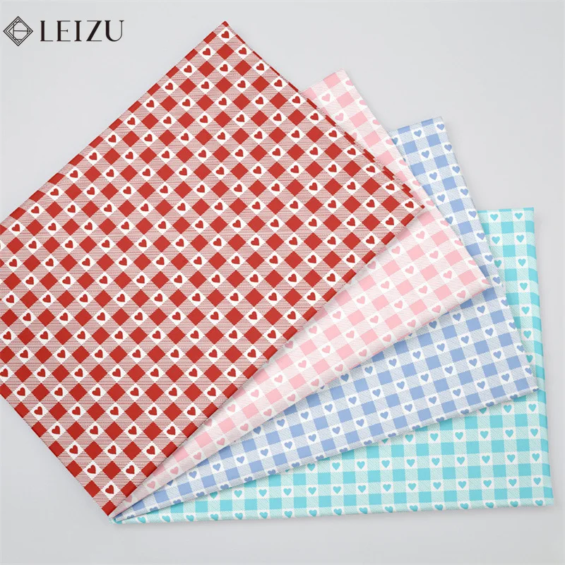 

0.5/1/2M Heart Shaped Grid Fabric Cotton Twill Printed Cloth Red Blue Black for DIY Sewing Bedding,Clothing,Blanket Handmade