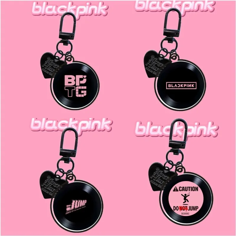 

5cm Black Pink Vintage Black Vinyl Record Shape Cute Acrylic Keychain Fashion Bag Charm Decorative