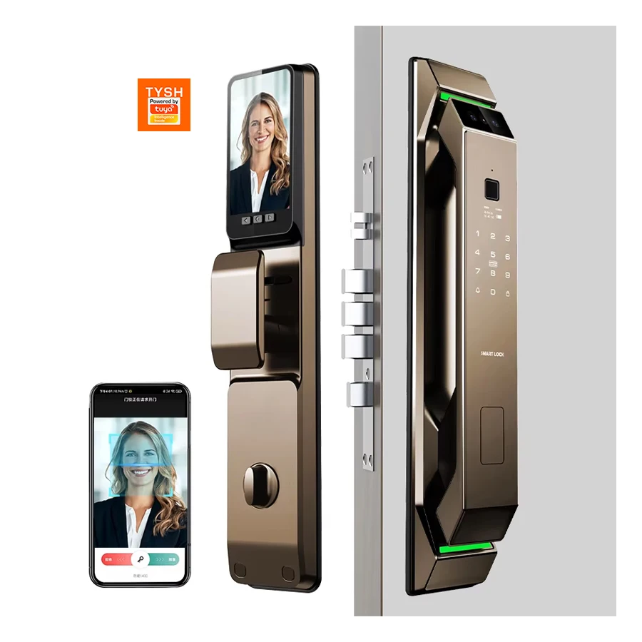 STLF Tuya Biometric Electric Smart Face Recognition and FingerPrint Door Lock for Wooden Doors Home Security Locks