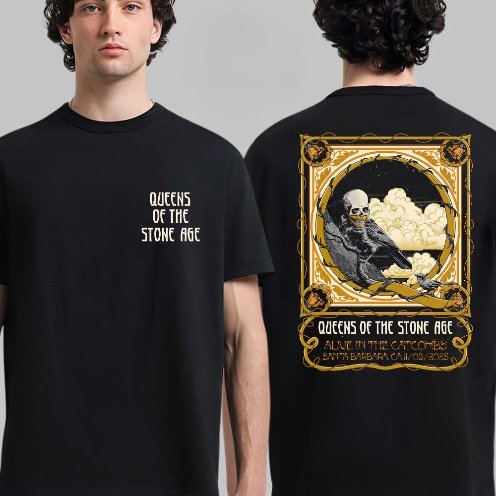 Summer Queen of The Stone Age Cotton Band Shirt Unisex Summer Short Sleeve Fashion Brand Tee Luxury Casual Vintage T-shirt