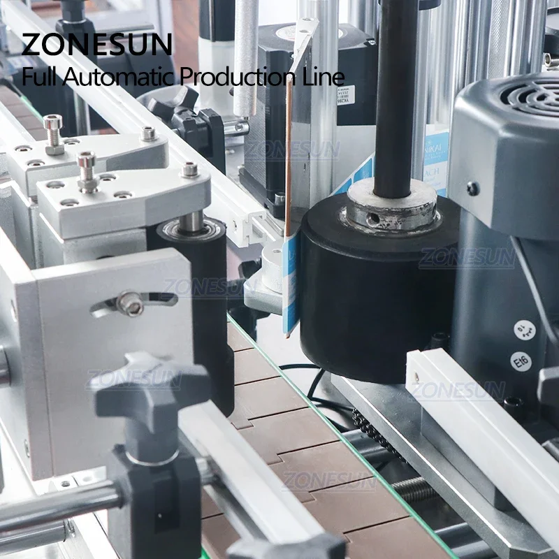 ZONESUN Automatic Drink Essential Oil Round Vial Liquid Filling Capping And Labeling Machine Line With Vibratory Bowl