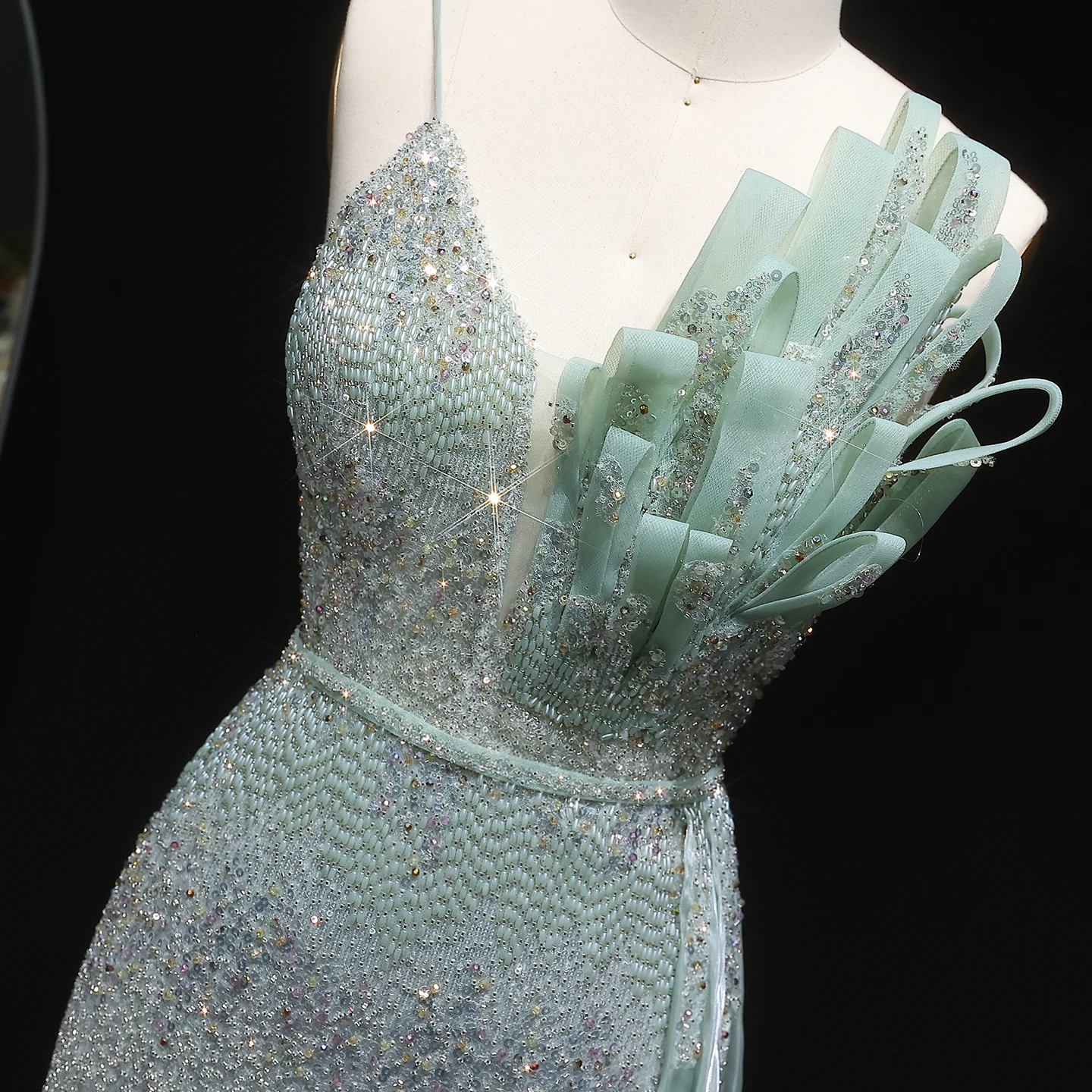 Sharon Said Luxe Roze Zeemeermin Avondjurken met 3D Bloemen Saliegroen voor Vrouwen Bruiloft Prom Jassen SS094 Aangepaste