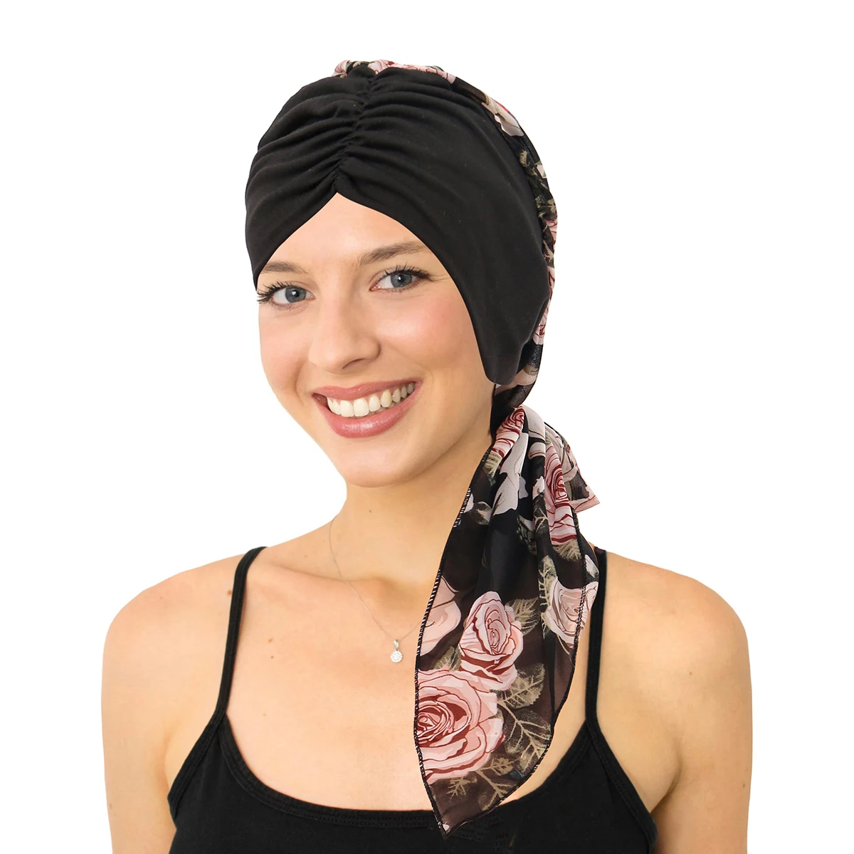 Berretto turbante pre-annodato da donna Hijab musulmano Cancro Chemio Fiore Stampa Cappello Copertura Perdita di capelli Sciarpa per la testa Avvolgere Bandana elasticizzata