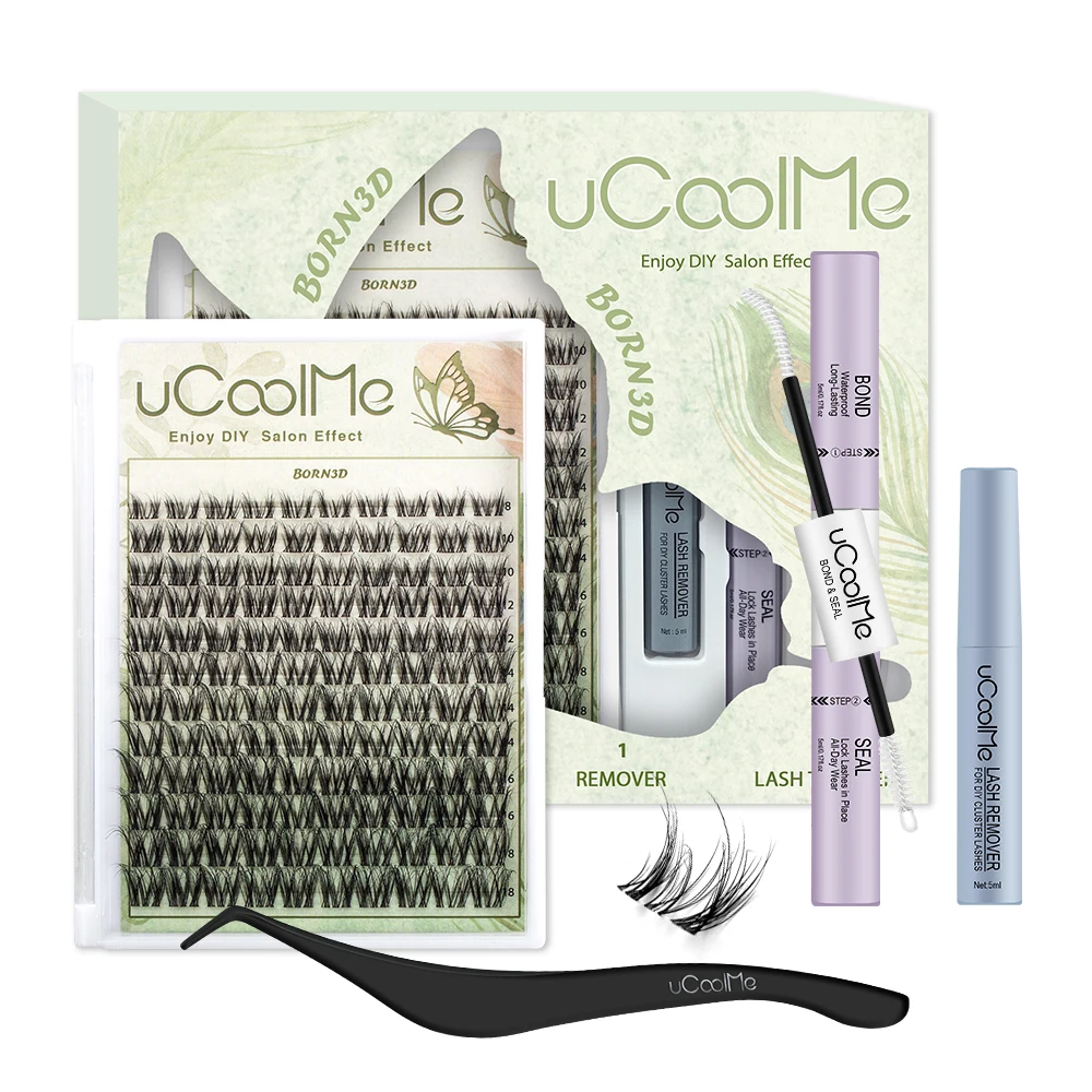 uCoolMe Lashes Born 3D ViVi Invisible Band Lashes Cluster Kit Waterproof Super Soft Lightly Fluffy DIY False Eyelashes Extension