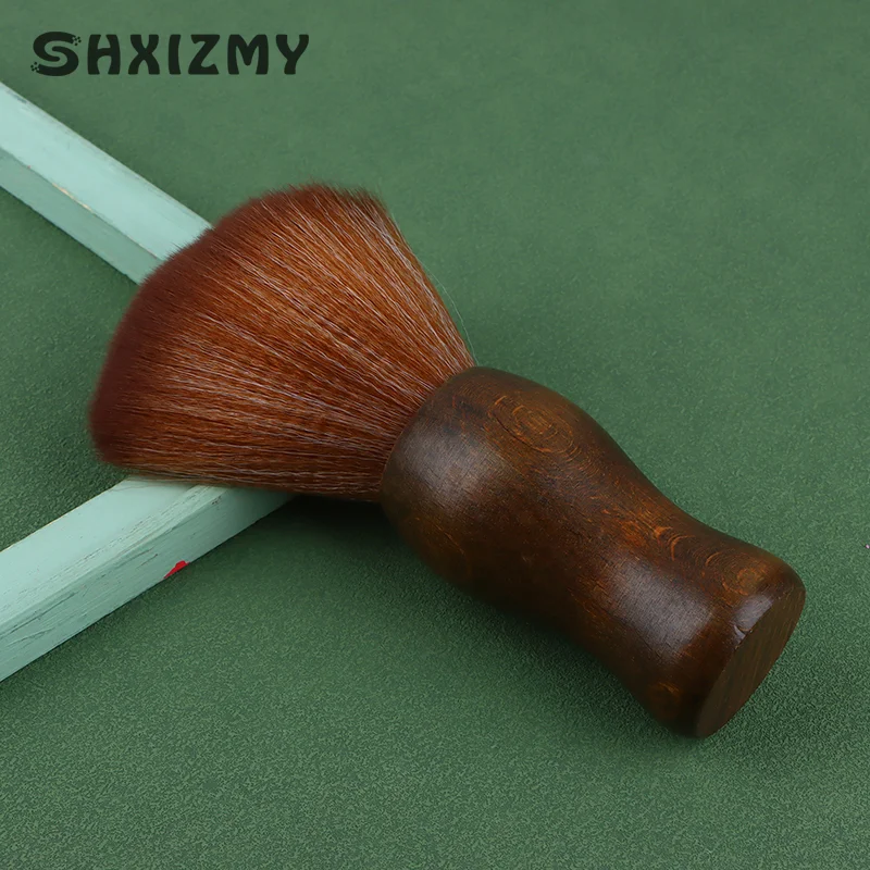 Barber Neck Duster Brush Wood Handle With Hook Hairdressing Cleaning Brush Natural Fiber Salon Hair Sweep Brushes