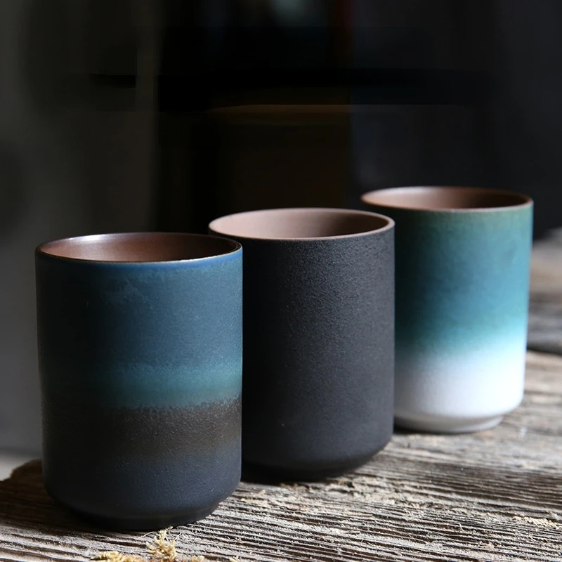 Japanese-style rough pottery large water cup master cup water cup tea cup restaurant kiln becomes simple gradient