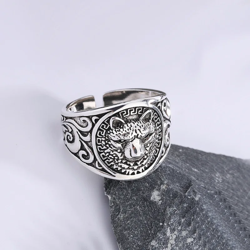 2023 New Arrival Retro Cheetah Animal Design Thai Silver Men Party Ring Jewelry For Man Birthday Gifts Never Fade Cheap