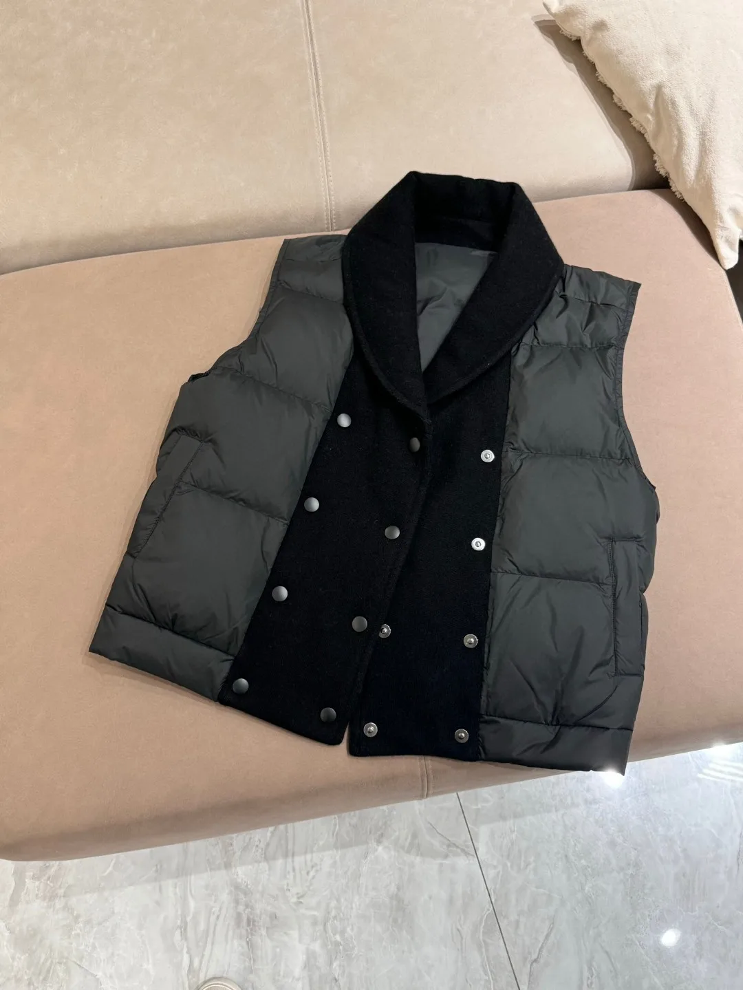 Autumn high-quality cashmere knitted collar goose down vest