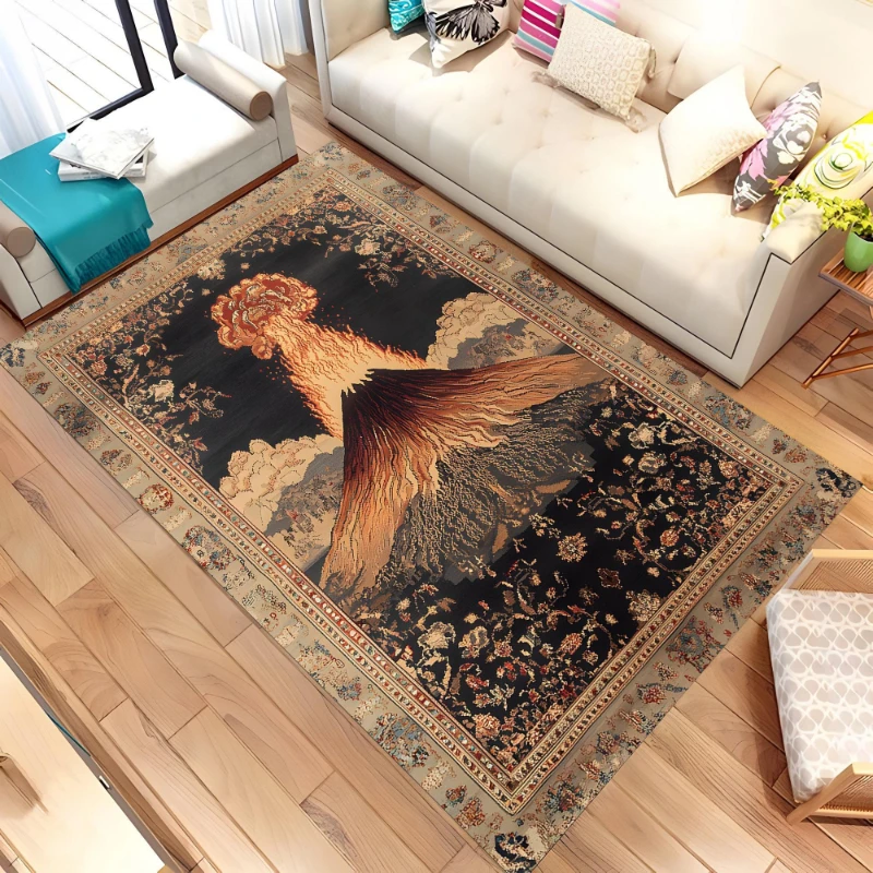 Rock Crack Printing Visual Illusion Carpet  Abstract Lava Patterned Floor Mat Printing Suitable for Entrance Bedroom Living Room