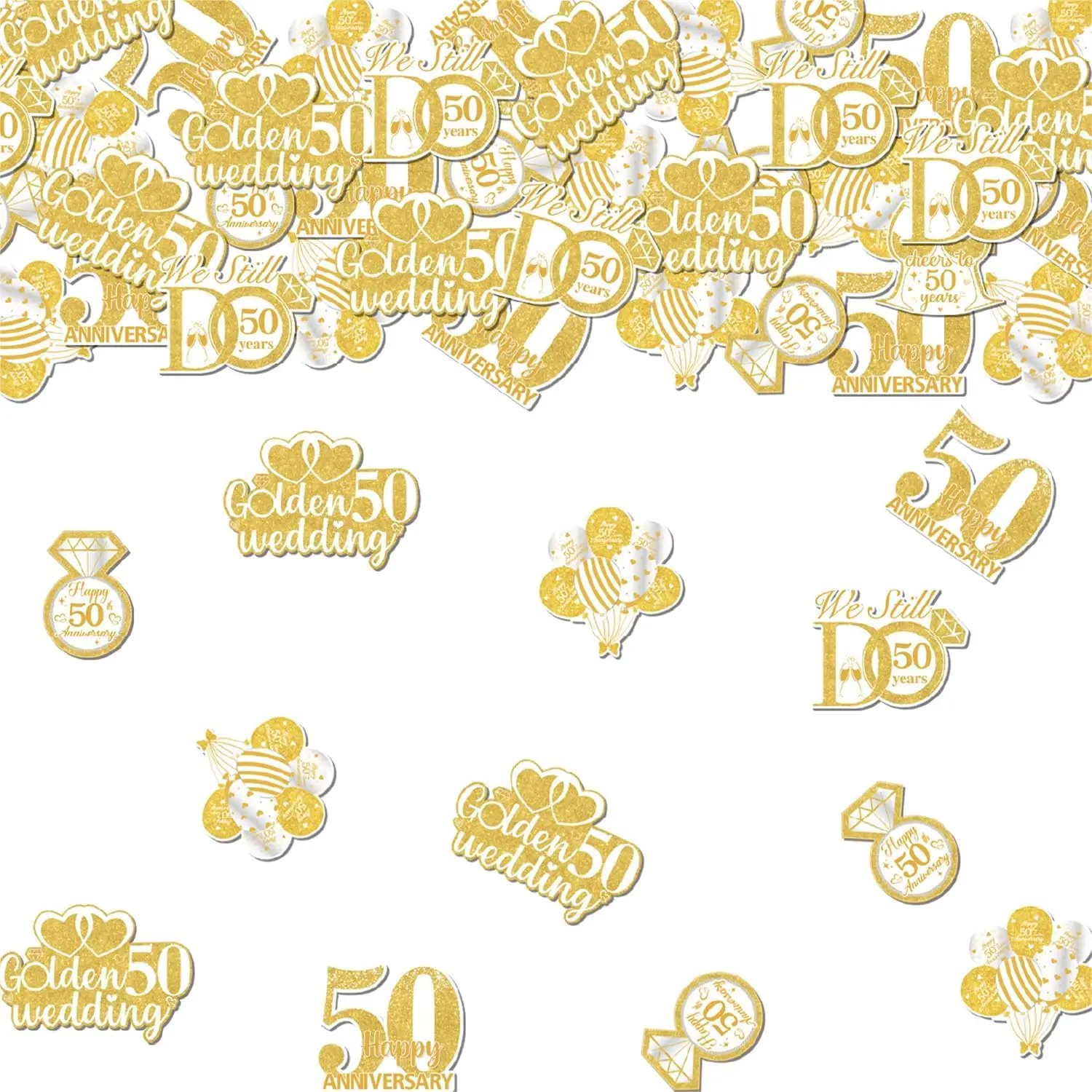 

200pcs Happy 50th Anniversary Confetti,Golden Wedding Anniversary Party Double Sides Perfect for 50th Anniversary Party Supplies