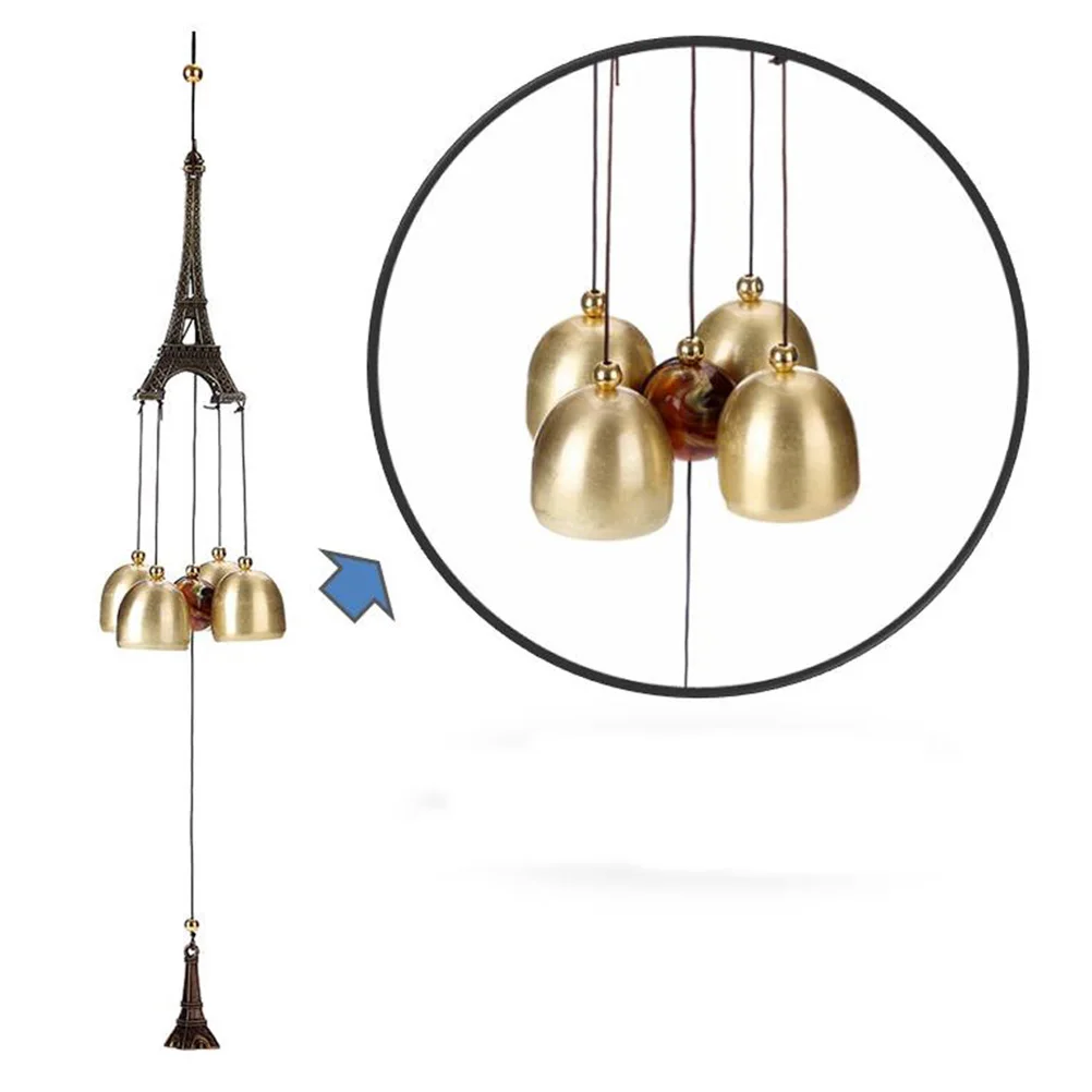 

Copper Eiffel Tower Wind Chime Hanging Bell Home Windchimes Metal Decorative Retro
