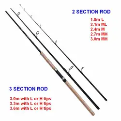 ZZ323 ZZ323A 3.0m 3.3m 3.6m 3 Sections RF or Fast Action Long Lure Spinning Fishing Rod Carbonfiber
