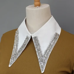 High-quality luxurious false collar. Deluxe version. Shiny collar. Retro, hand-embedded diamonds. Lady's decoration. For spring,