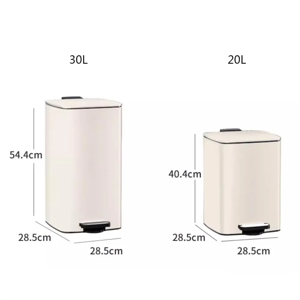 Waste Bin 20/30 Liter Brushed Stainless Steel Trash Can, Square Pedal Recycle Bin with Lid and Inner Buckets, Hands-Free Steel